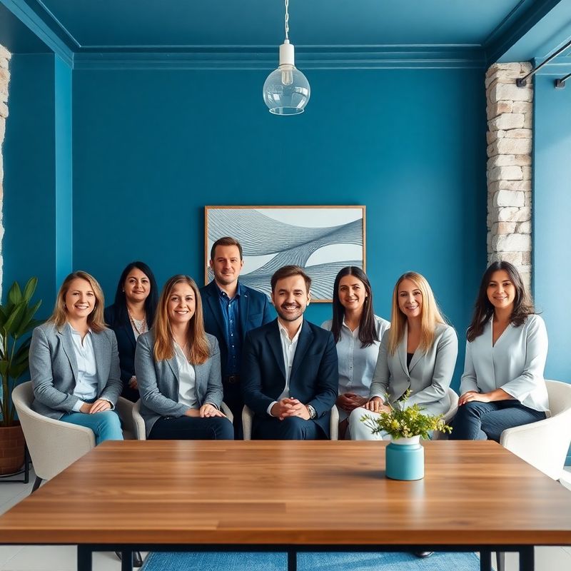 Portret tima Studio Marić u svijetloj sali sa zidovima od kamena
